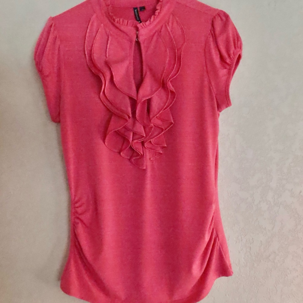HeartSoul Pink Ruffle Front Blouse